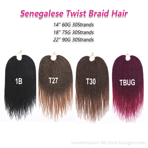 High quality senegalese twist Wholesale Price 30 Strands Ombre Jumbo Braid Senegalese Braid Twist Crochet Hair Extension